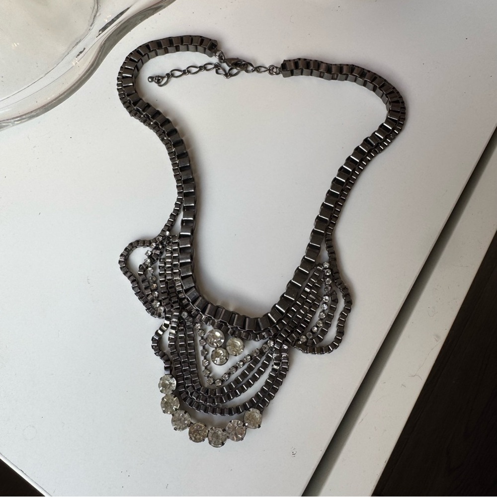 Bike Chain Rhinestone Necklace - Picture 2 of 5